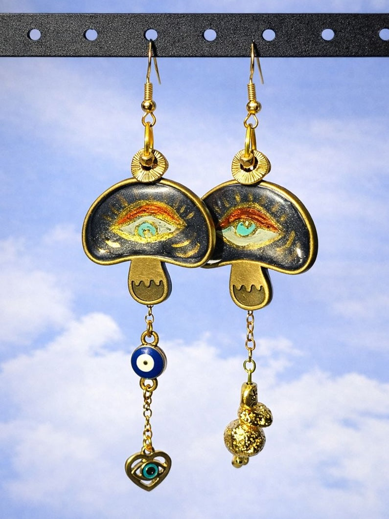 As Above So Below - Hand-painted Seeing Eye Dangle Earrings
