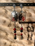 Black Margarita Botanical Earrings - Jasper & Quartz Silver Dangles