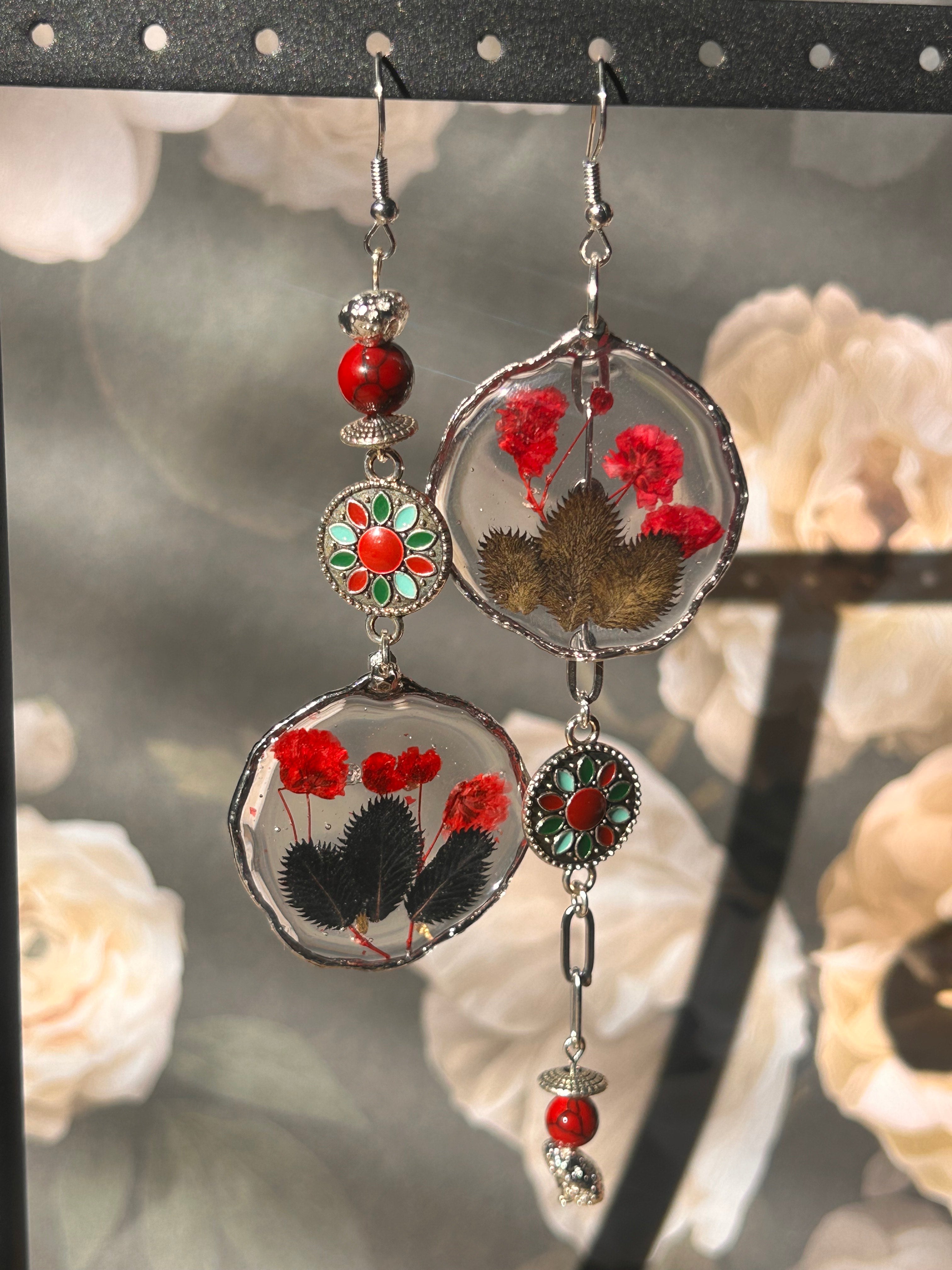 Floral Bramble Botanical Earrings - Quartz Desert Dangles