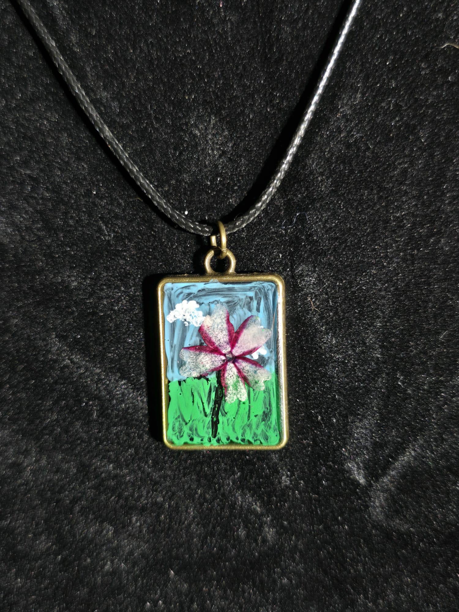 Meadow Daydream - Hand-Painted Floral Pendant Necklace