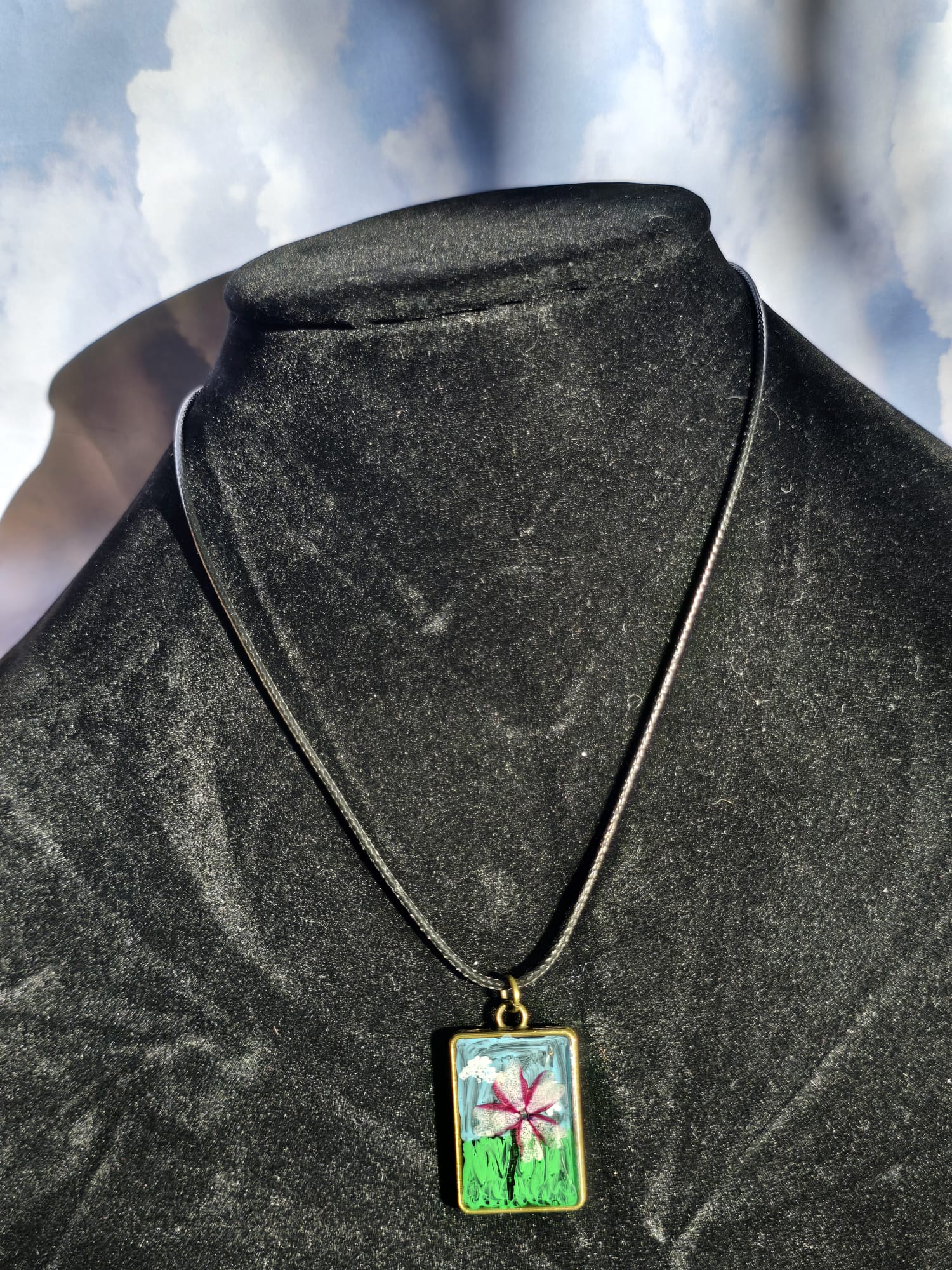 Meadow Daydream - Hand-Painted Floral Pendant Necklace