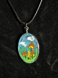 Fields of Fungi - Hand-Painted Mushroom Pendant