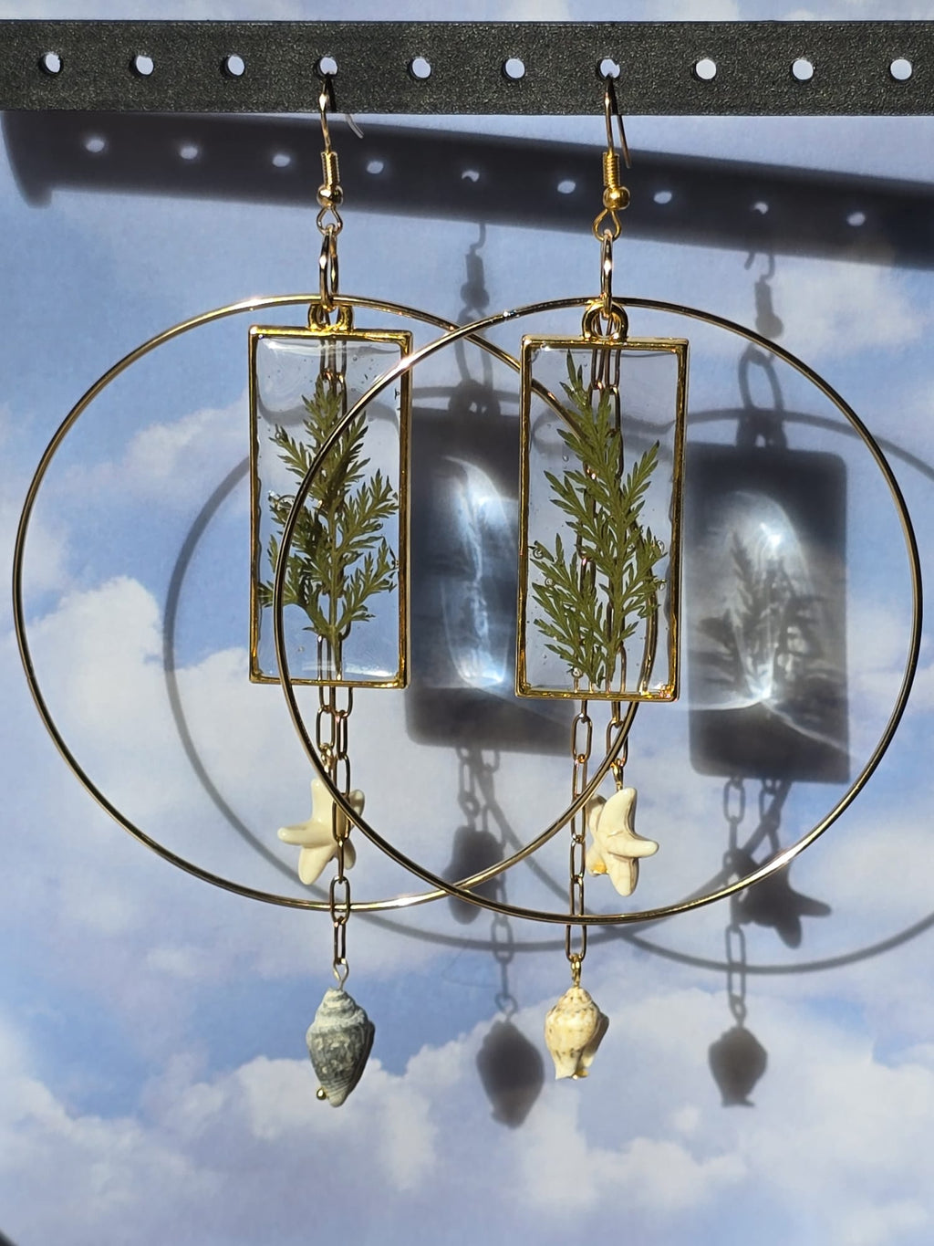 Drifted Ferns -  Coastal Botanical Hoop Dangles